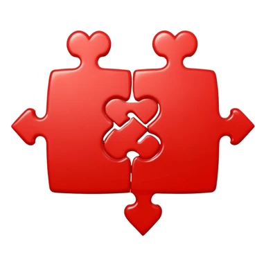 puzzle piece fitting with another and heart sticker
