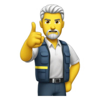 angry white airport authority with yellow vest point finger up sticker