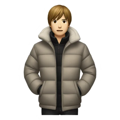 light yagami wearing a puffer jacket sticker