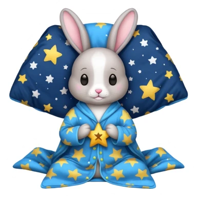 bunny with star pajamas and blanket sticker