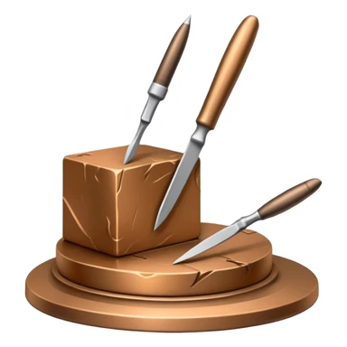 Icon for sculpting, with sculpting tools, sculpture in progress on a textured surface, minimalistic style, clean lines, transparent background. sticker