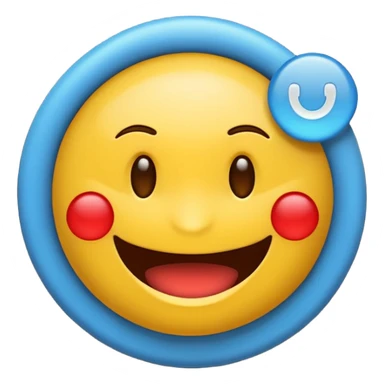 actúa como un experto creando un emoji redondo de emociones sonriente con el pulgar arriba con símbolo del S.R.I. con colores fondo blanco, letra azul, y pulgar rojo. sticker