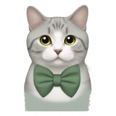 Aesthetic fat British short hair with sage green bow tie sticker
