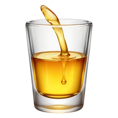 small shot glass, with golden liquid sticker