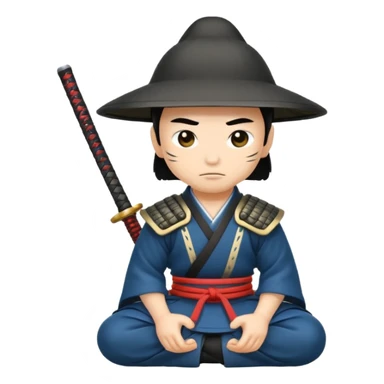 asian white skin Samurai in Hat, Samurai kneeling  sticker