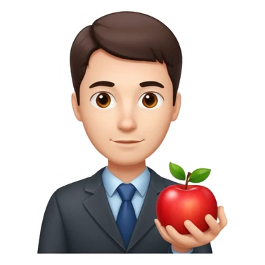 male teacher with apple sticker