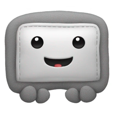 A grey plushie that looks like a vertical bank card. It has hands and legs sticker