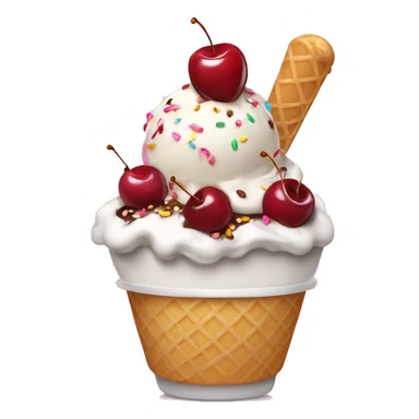 Ice cream sundae with sprinkles and a cherry on top sticker