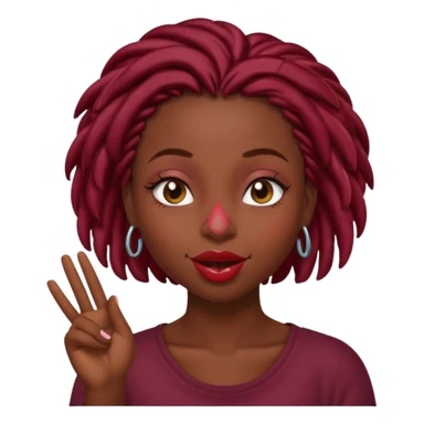 A dark skin, black girl with short burgundy locs  winking and blowing a kiss sticker