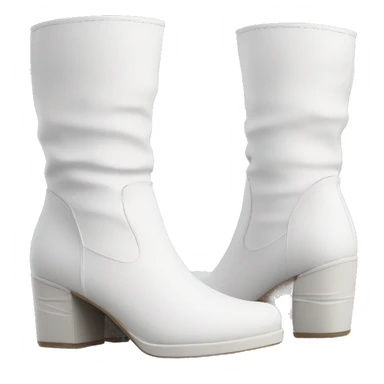 white knee high chunky heel boots sticker