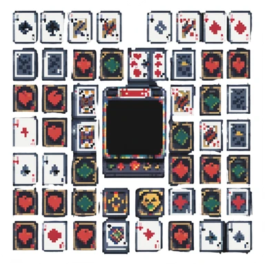 deck of cards, pixel art, retro video game look sticker
