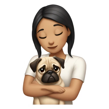 Girl hugs pug  sticker