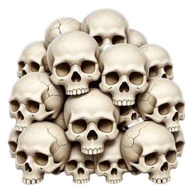 Piles of Skulls, seamless, top down perspective, in the style of gritty realism sticker