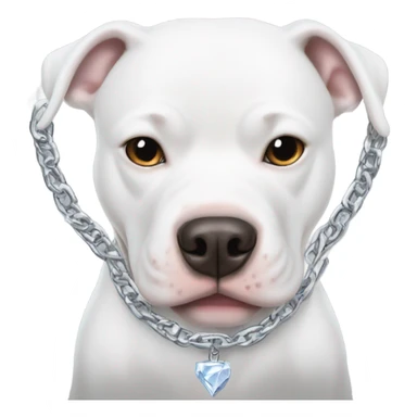White pitbull with chain that says ice  sticker