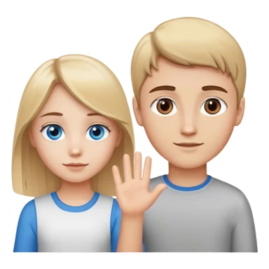 blond girl with blue eyes hand in hand with boy with brown eyes and brown hair sticker