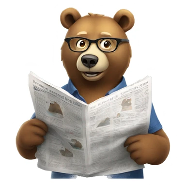 bear on iceberg wearing glasses reading newspaper sticker