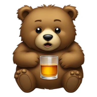 fat ragged shabby looking bear with whiskey in sticker