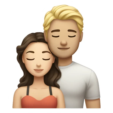 Blond man and brunette woman cuddling asleep sticker