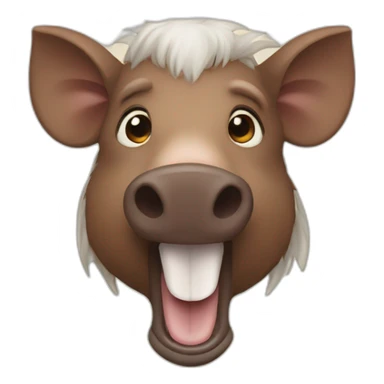 anthropomorphic brown boar with white tusks sticker