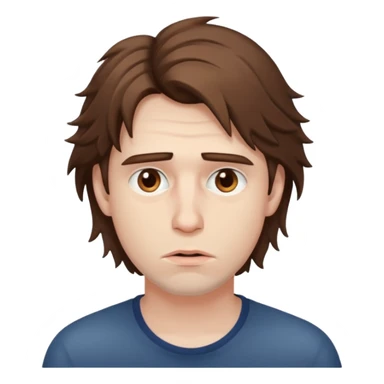 Weak man with disheveled hair sticker