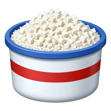 Pixel Art Cottage cheese in a container with a red stripe sticker