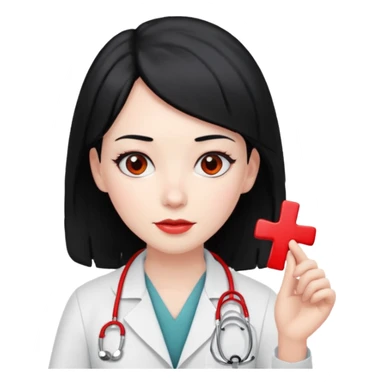 doctor with black hair and red hairclips  sticker