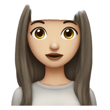 girl pretty, pale medium length  hair dark brunette with hair layers, bangs, big hazel eyes, big lips, small nose, nose nostril piercing, three ear piercings sticker