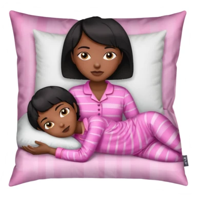 Dark skin Black woman with short  black bob  hair, pink pajamas laying on pillow just me  sticker