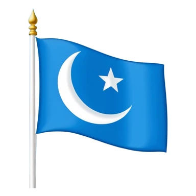 Emoji-style East Turkistan flag, bright sky-blue background, small white crescent and star in top-left corner, simple and flat, like a tiny icon.”
 sticker