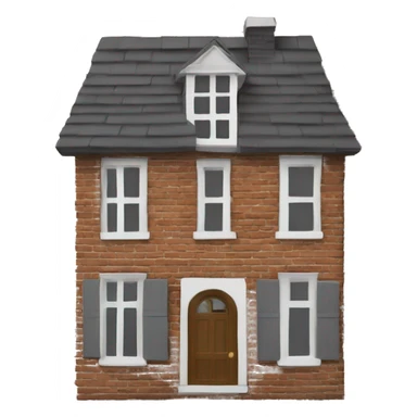 house made of bricks, with dark grey windows and roof. there is a tree next to it sticker