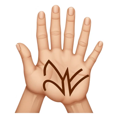 Create downwards facing hand gesture fingers shaped in letter M sticker