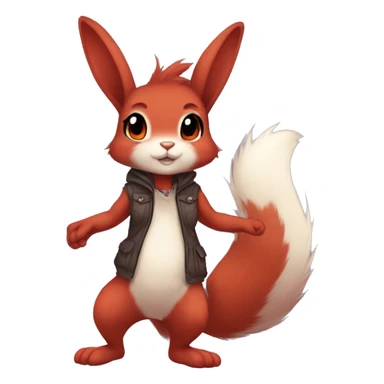 Anthro Sona Cool Edgy Fakemon Full Body Red Rabbit Squirrel Chibi Cute  sticker