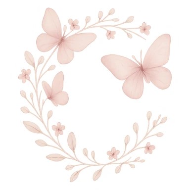 pink butterfly hair vine, soft and dreamy sticker