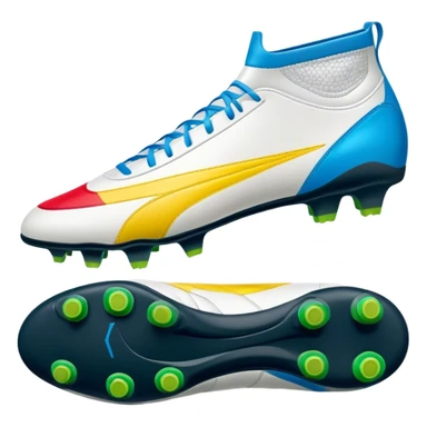Cinematic Realistic image of a pair of soccer boots featuring finely detailed synthetic and leather textures, vibrant accents and dynamic design elements, illuminated by bright, field-side lighting that captures their sporty essence sticker