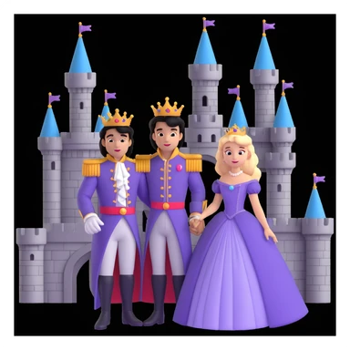 prince and princess disny dress close up photo in castle sticker
