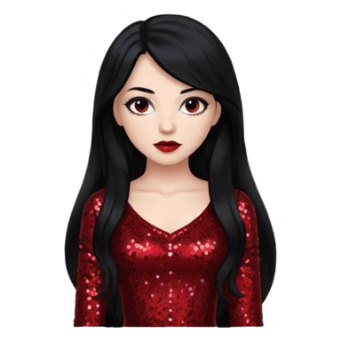 Anna Valerious from Van Helsing with long black hair, dark red sequin outfit sticker