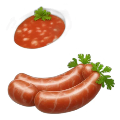 Plein de rondelles de saucisse mélanger à de la sauce tomate sur du riz blanc dans un petit bol sticker