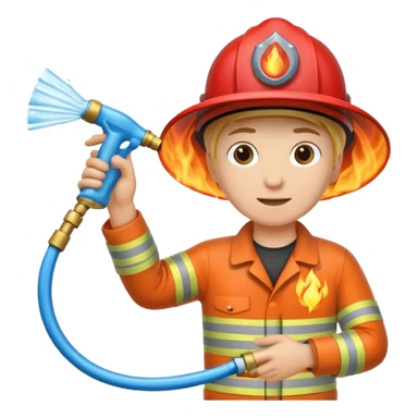 A hand holding a water hose and extinguishing the fire sticker