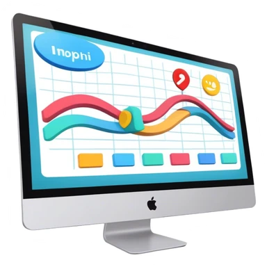 Animation and motion design. A computer screen with an animation timeline, moving frames. Display a cartoon or animated scene on the screen. Include motion design elements like flowing lines, curves, or rotating objects. Modern, creative colors. No emojis or smiley faces. Transparent background. sticker