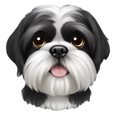 Black shih tzu with white snout and white eyebrows sticker