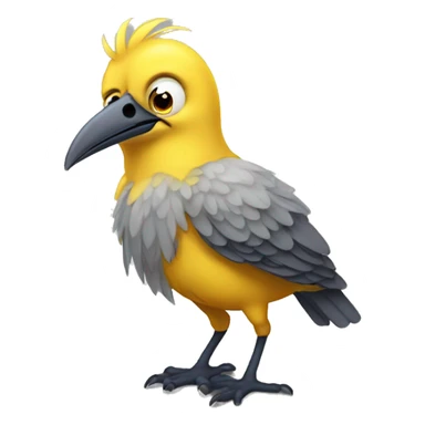 generate a derpy looking bird that is a small version of big bird, looks cute but foolish sticker