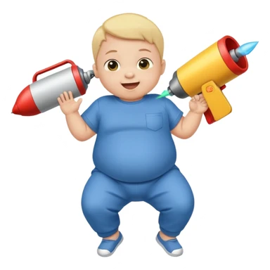 A baby being launched out of a t-shirt launcher sticker