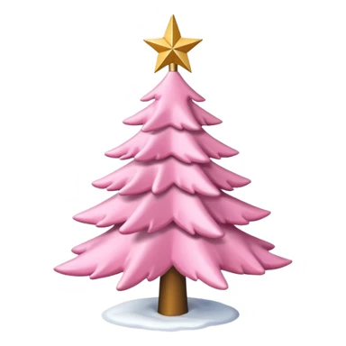 Pink Christmas tree with snow on the branches and a gold star on top no baubles  sticker