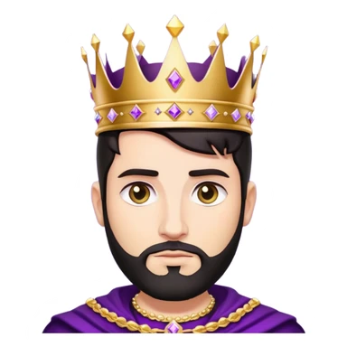 White King, dark hair, short beard, golden crown, black clothes, purple diamonds  sticker