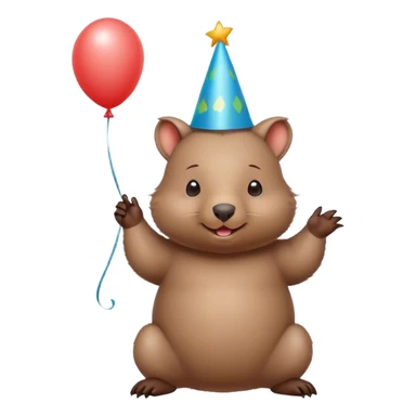 cute wombat with a balloon hat sticker