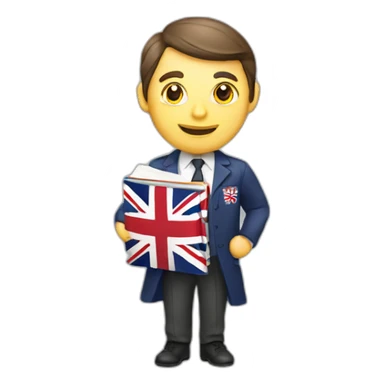 english teacher with british flag and textbook sticker