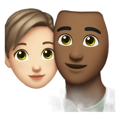 white skin Boyfriend with a light brown buzzcut and green eyes hugging a girlfriend with dark brown hair and with black eyes sticker