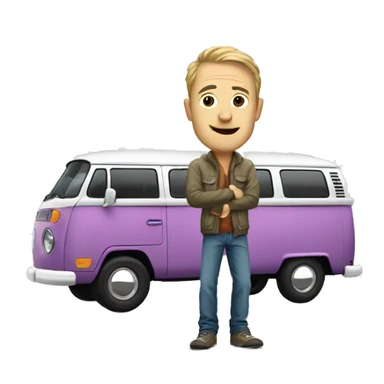 Hip white man with a Volkswagen camper van sticker