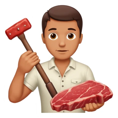Guy beating meat with hammer sticker