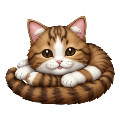 dark brown tabby and white cat in funny positions upside down with eyes closed sticker